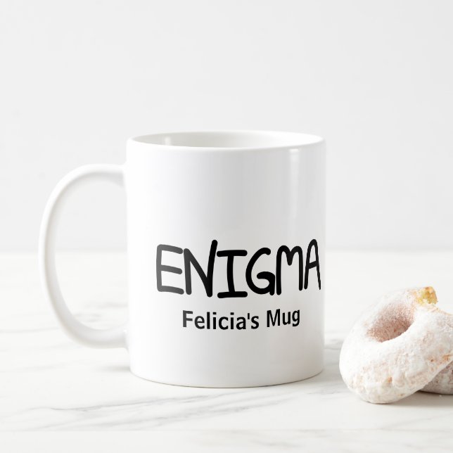 Taza De Café Authentic Hand-lettered Cool Word Enigma (Con donut)
