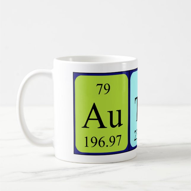 Taza De Café Auther periódica table name mug (Izquierda)
