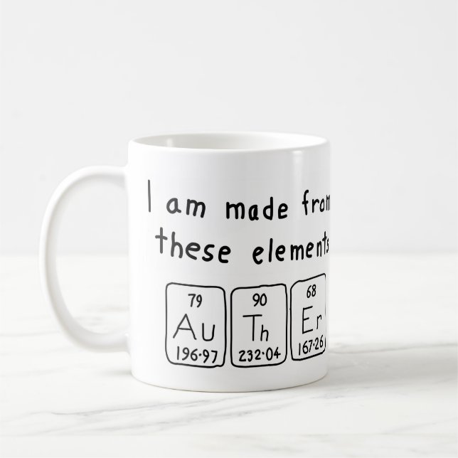 Taza De Café Auther periódica table name mug (Izquierda)