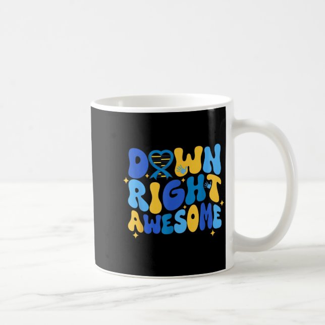 Taza De Café Autism adhd down syndrome awareness 321 down right (Derecha)