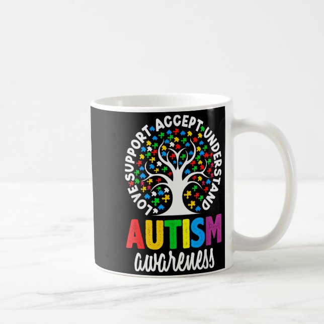 Taza De Café Autism Awareness Puzzle Heart Suprt Men Women  (Derecha)