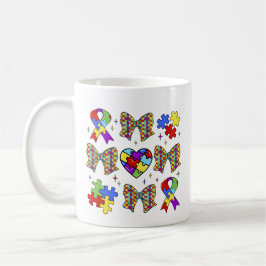 Taza De Café Autism Awareness Puzzle Piece Coquette Bow