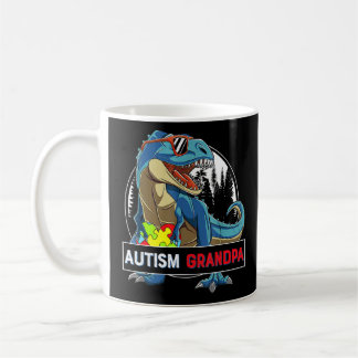 Taza De Café Autismo Abuelo Abuelo Dinosaurio rompecabezas prem