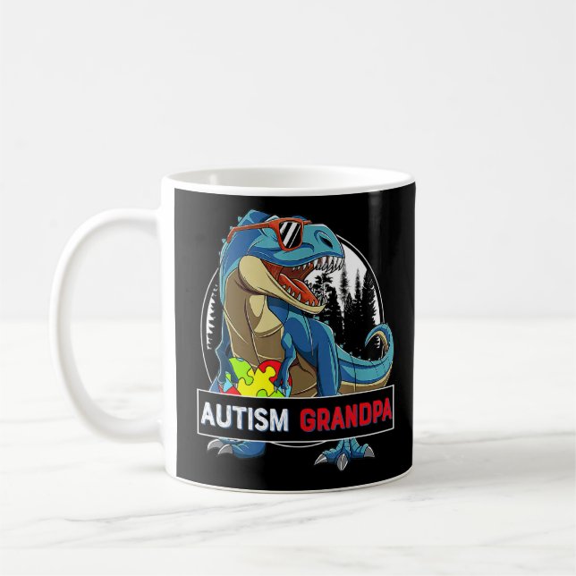 Taza De Café Autismo Abuelo Abuelo Dinosaurio rompecabezas prem (Izquierda)