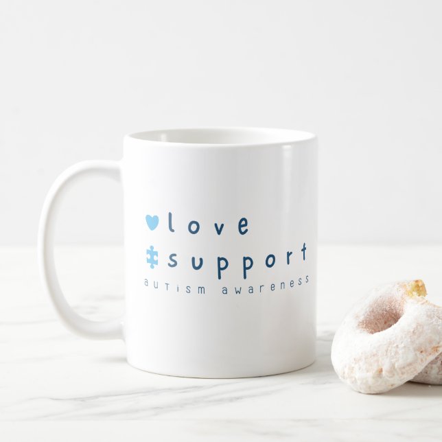 Taza De Café autismo apoyo al amor Mug (Con donut)