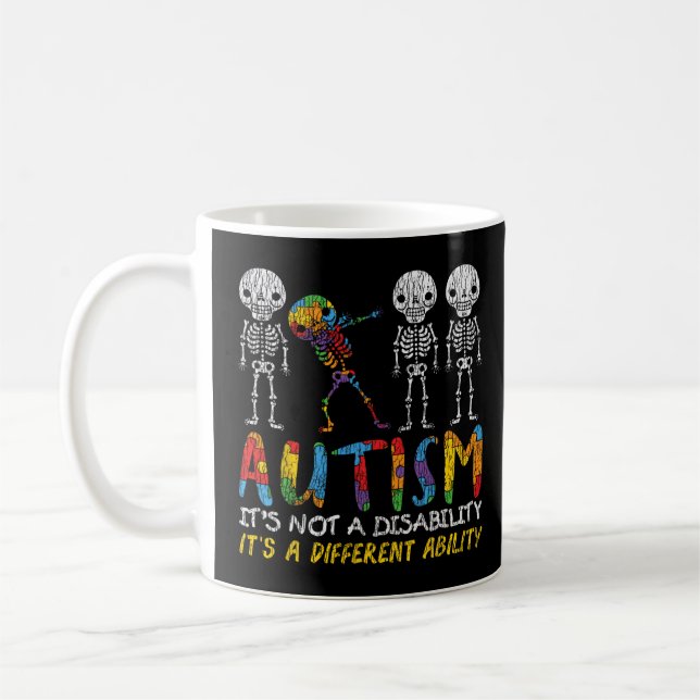 Taza De Café Autismo Awerness - Skeleton Dabbing Autistic Kids  (Izquierda)