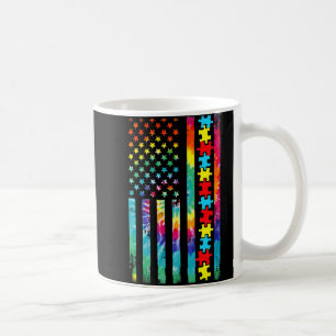 Taza De Café Autismo Bandera Americana Tee Tie Dye Autism Aware