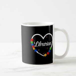 Taza De Café Autismo bibliotecario rompe el puzzle Heart Love A