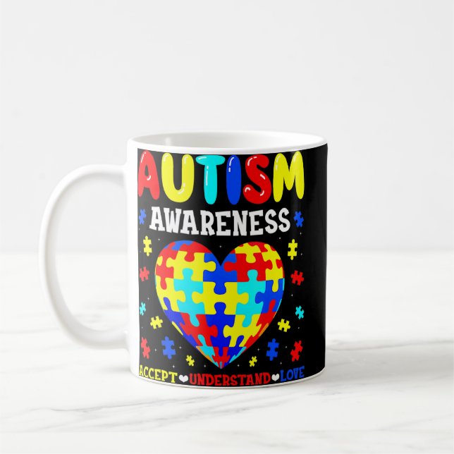 Taza De Café Autismo Conciencia Acepta Comprender El Amor Autis (Izquierda)