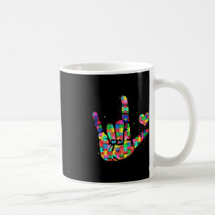 Taza De Café Autismo Conciencia ASL Amor Rótulo Lenguaje Rompec