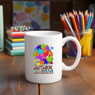 Taza De Café Autismo Conciencia Chica Rompecabezas Mug