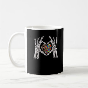 Taza De Café Autismo Conciencia Cráneo Gótico Mano Autismo Romp