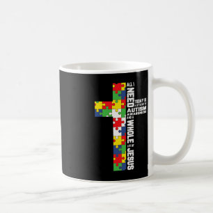 Taza De Café Autismo Conciencia Jesús Cruzar el Rompecabezas Gu