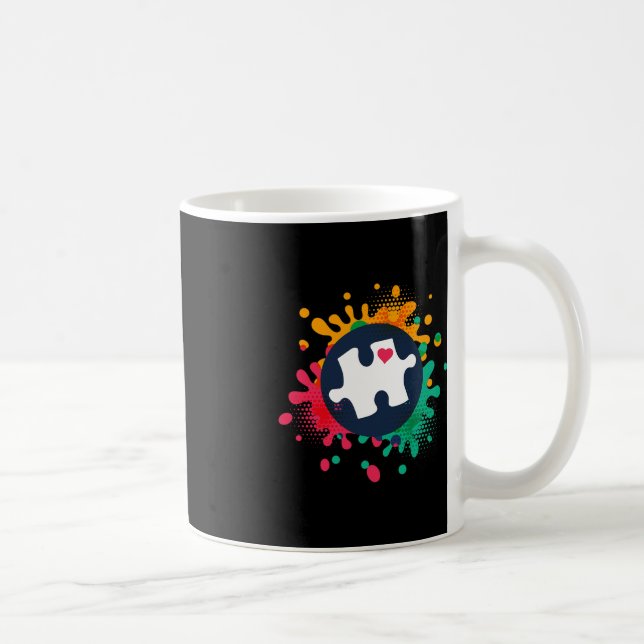 Taza De Café Autismo Conciencia Pieza Rompecabezas Amor Apoyo a (Derecha)