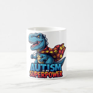 Taza De Café Autismo Conciencia sobre superpotencia T-Rex