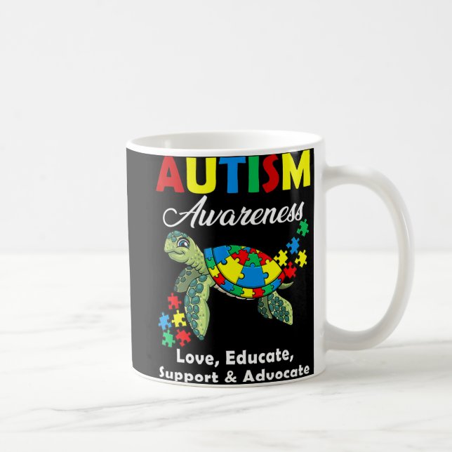 Taza De Café Autismo Conciencia Tortugas Rompe Mamá Apoya Autis (Derecha)