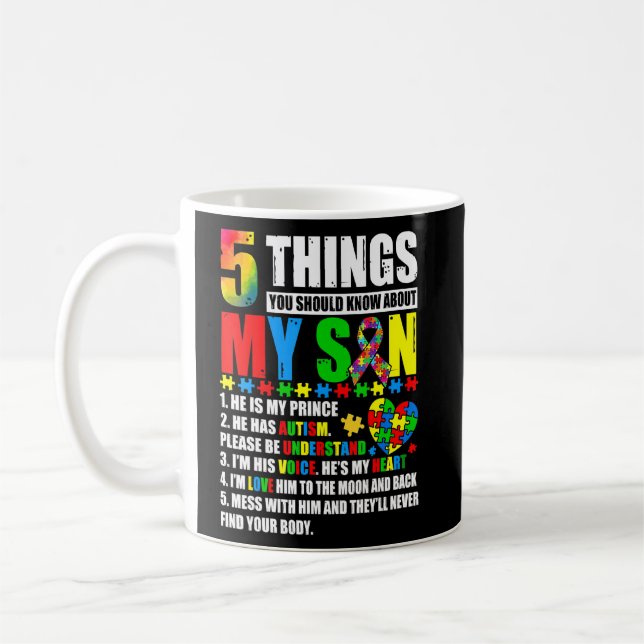 Taza De Café Autismo Concienciación Apoyo Autismo Son Niños Par (Izquierda)