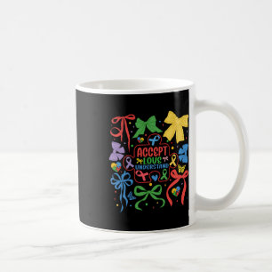 Taza De Café Autismo Coquette Bow Puzzle Ribbon Autismo Mama Ne