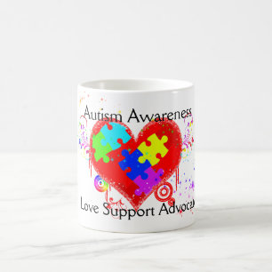Taza De Café Autismo Corazón Brillante