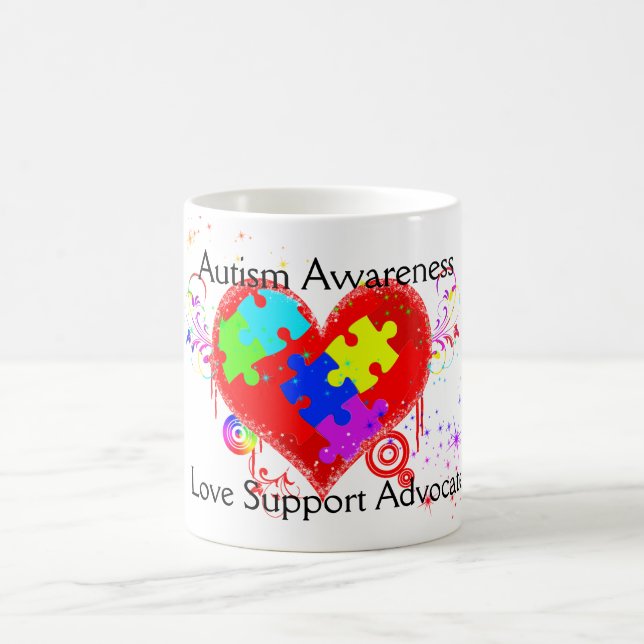 Taza De Café Autismo Corazón Brillante (Centro)