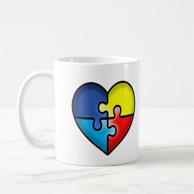 Taza De Café Autismo Corazón de conciencia (Izquierda)