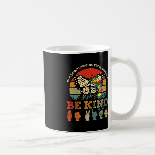 Taza De Café Autismo del profesorado ASL del rompecabezas Retro (Derecha)