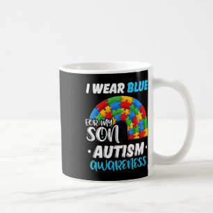 Taza De Café Autismo Del Rompecabezas Del Arcoiris Que Uso Azul