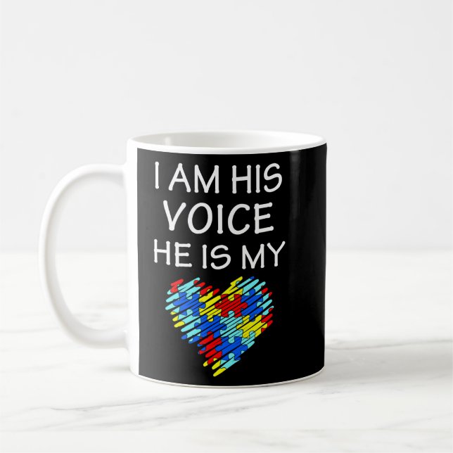 Taza De Café Autismo Mamá Camisa Soy su voz Cita Conciencia (Izquierda)