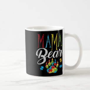 Taza De Café Autismo Mamá Oso Pieza Rompecabezas Niño Grunge Au