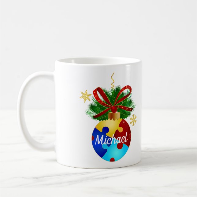 Taza De Café Autismo Navidades Bauble (Izquierda)