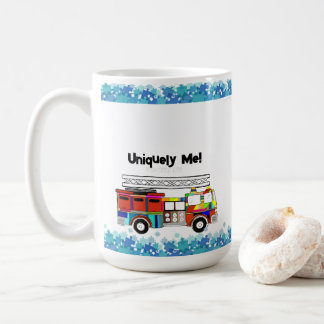 Taza De Café Autismo Piezas de rompecabezas de camiones de bomb