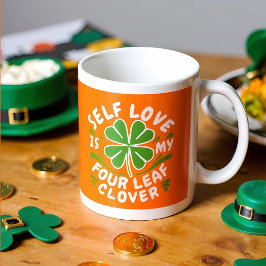 Taza De Café Auto Amor Cuatro Leaf Clover Motivador