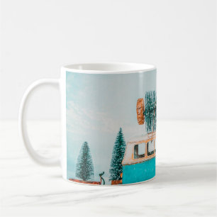 Taza De Café Auto antiguo en miniatura que lleva el árbol de na
