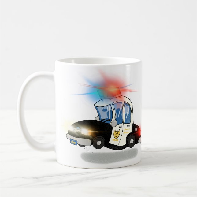Taza De Café Auto de la policía personalizado y camión de bombe (Izquierda)