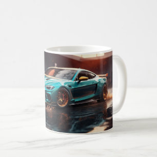 Taza De Café Auto deportivo azul de conducción