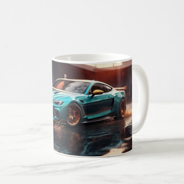 Taza De Café Auto deportivo azul de conducción (Anverso derecho)