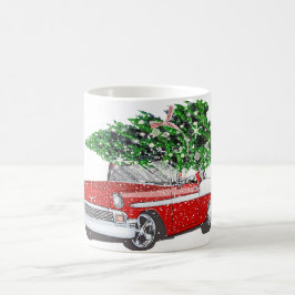 Taza De Café Auto vintage con árbol de Navidad