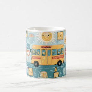 Taza De Café autobús escolar amarillo clásico lleno de niños fe