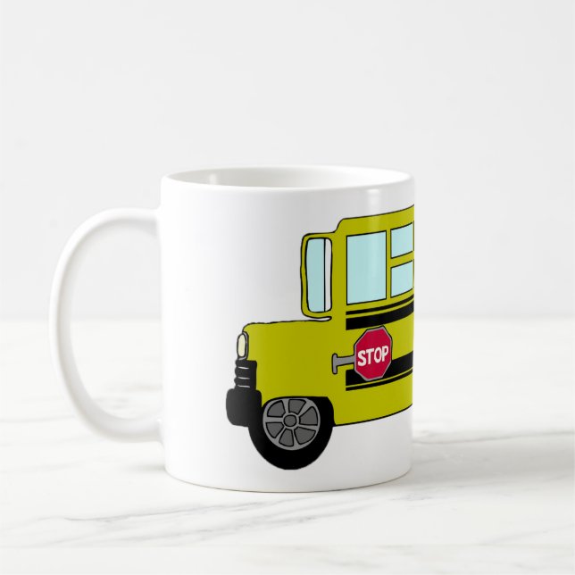 Taza De Café Autobús Escolar Amarillo con Letrero de Parada (Izquierda)