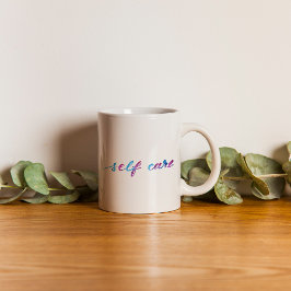 Taza De Café Autocuidado - rosa y azul