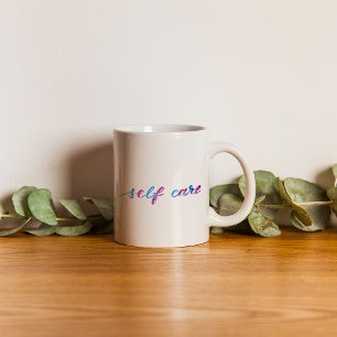 Taza De Café Autocuidado - rosa y azul