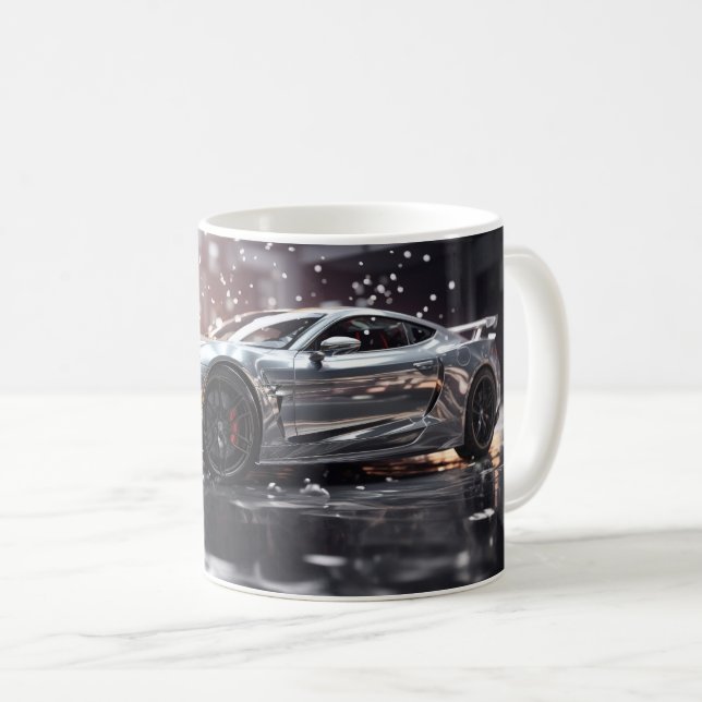 Taza De Café Automóvil deportivo rápido de plata de deriva (Anverso derecho)
