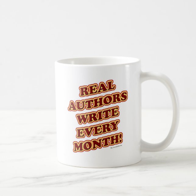 Taza De Café Autores Reales Escriben Cada Mes Lema Gracioso (Derecha)