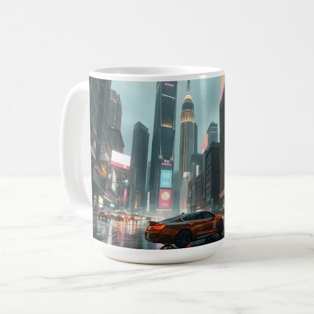 Taza De Café Autos de la ciudad de Cyberpunk Skyscrapper (Anverso izquierdo)