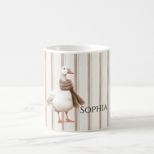 Taza De Café Autumn Brown Stripes Goose (Centro)
