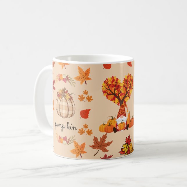 Taza De Café Autumn Gnome Pumpkin Fall Art Print (Anverso izquierdo)