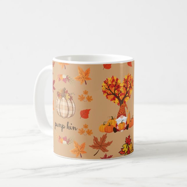 Taza De Café Autumn Gnome Pumpkin Fall Art Print (Anverso izquierdo)