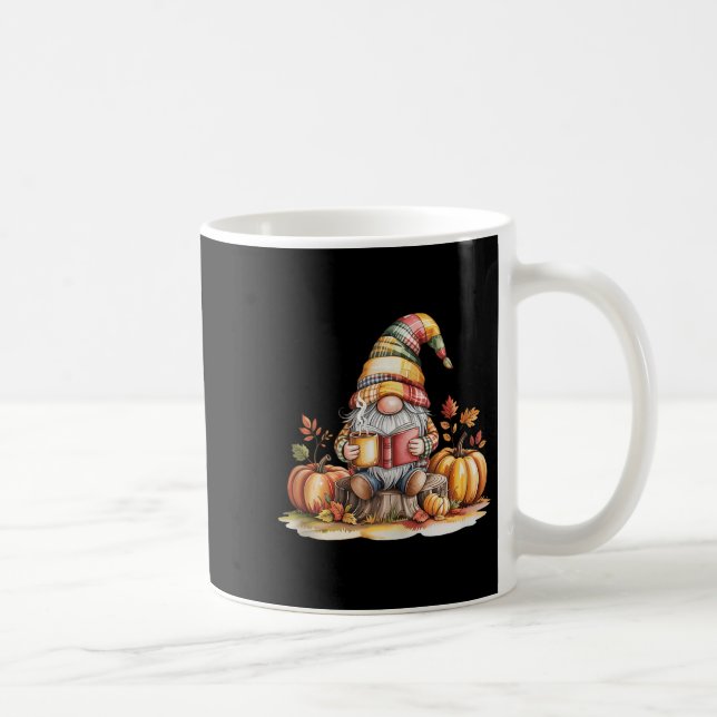 Taza De Café Autumn Gnome Reading Book With Pumpkins Fall Tank  (Derecha)