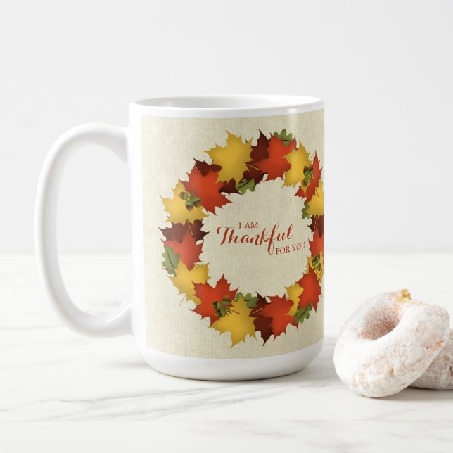 Taza De Café Autumn Leaves Thanksending Wreath (Con donut)