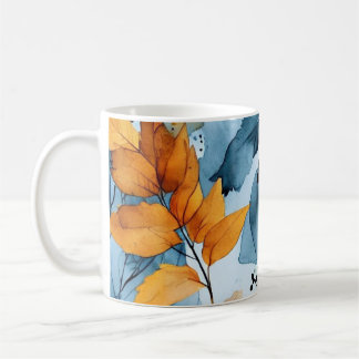 Taza De Café Autumn Leaves Watercolor
